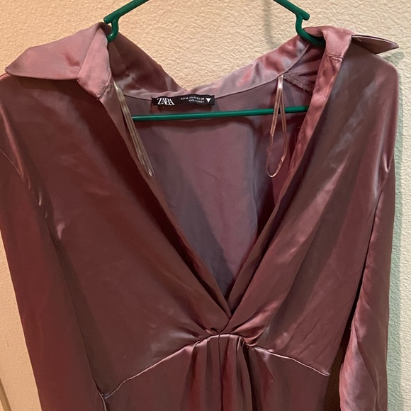Zara NWOT Satin Effect Dress - Picture 4 of 11